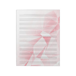 Bloco De Notas Notepad rosa de papel branco 12 Staves