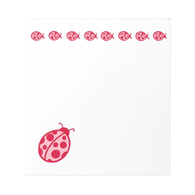 Bloco De Notas Notepad Rosa e Red Ladybug (Frente)