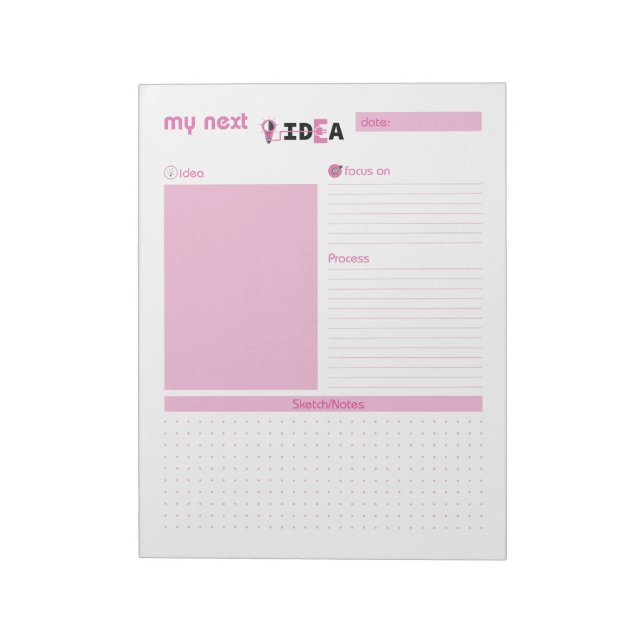 Bloco De Notas Notepad Rosa Minha Próxima Ideia (Invertido)