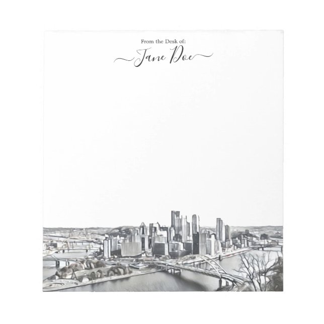 Bloco De Notas Notepad Skyline Personalizado em Pittsburgh (Frente)