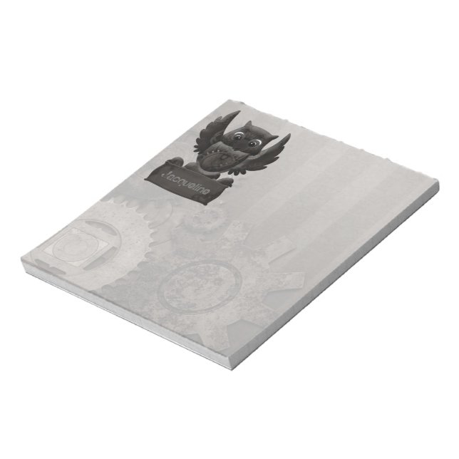 Bloco De Notas Notepad Steampunk Owl (Invertido)