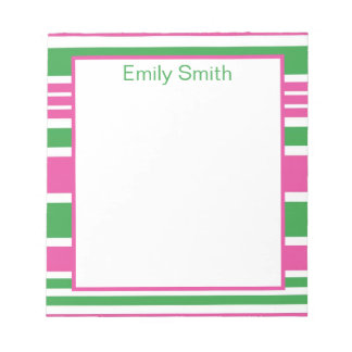 Bloco De Notas Notepad Stripe Kelly Green e Pink