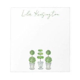 Bloco De Notas Notepad Topiary Verde de Aquarela
