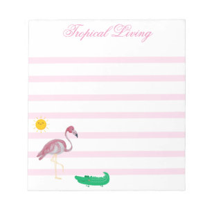 Bloco De Notas Notepad Tropical Flamingo Alligator Sun