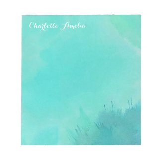 Bloco De Notas Notepad Turquoise Watercolor