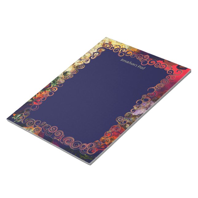 Bloco De Notas Notepad Vermelho, Creme e Meia-Noite abstrato (Inclinado)