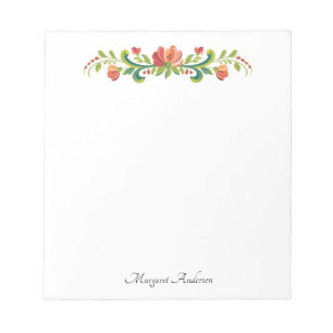 Bloco De Notas Notepad Vermelho e Rosa Rosemaling