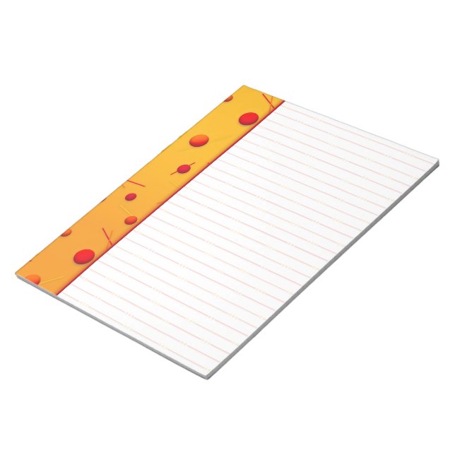Bloco De Notas Notepad vermelho laranja e linhas divertidas Borda (Inclinado)