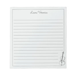 Bloco De Notas Notepad Vinculado com Nome Cello Violin Moderno Cl