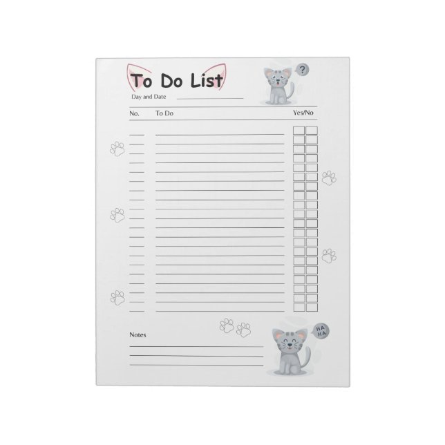 Bloco De Notas Notepad Vinculado De Gatinho Gato Gato Para Fazer  (Invertido)