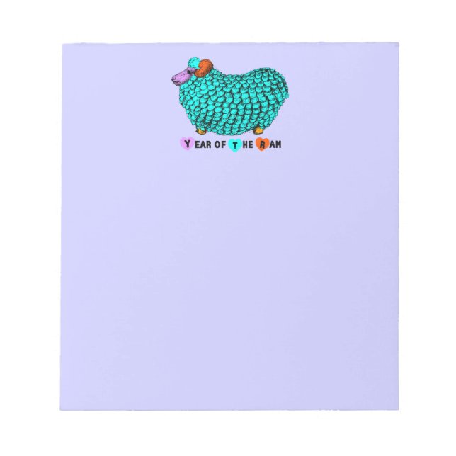 Bloco De Notas Notepad Zodiac, Ano Chinês, Engraçado Turquesa (Frente)