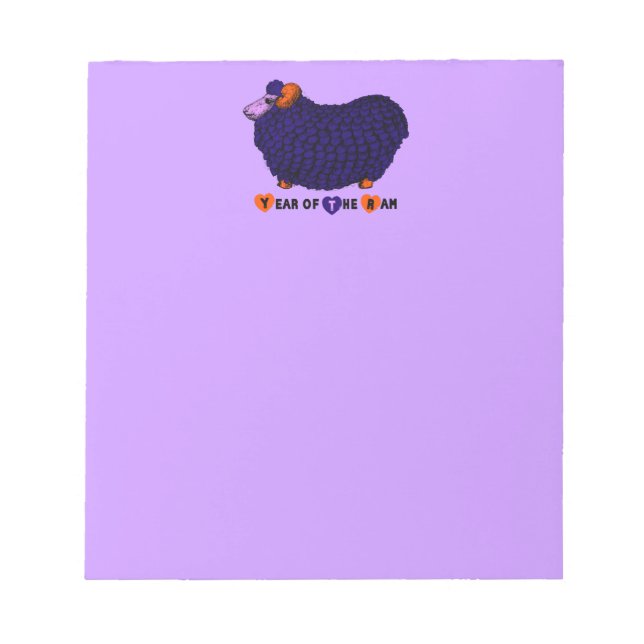 Bloco De Notas Notepad Zodiac, Ano Chinês, Ram Ram Engraçado (Frente)