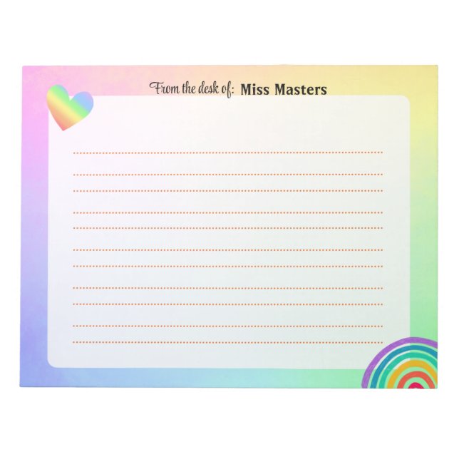 Bloco De Notas Notepads boho-arco-íris personalizados (Frente)