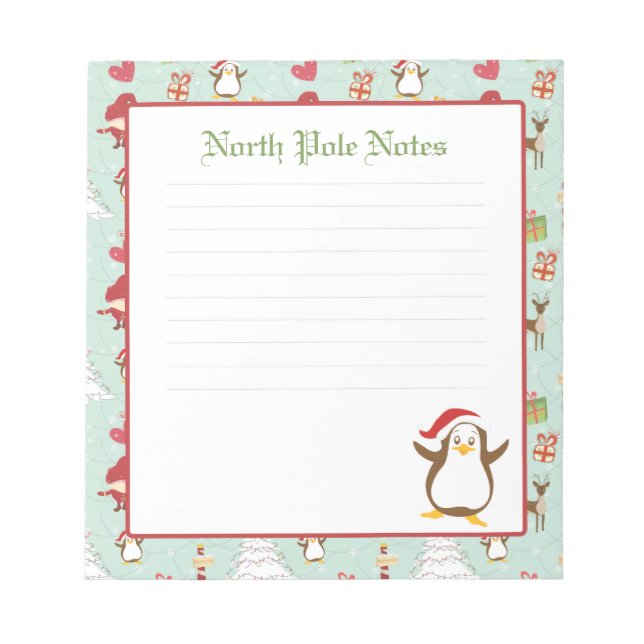 Bloco De Notas Notepads com links para pinguins de Natal feriado (Frente)