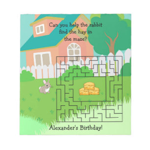 Bloco De Notas Notepads de atividade de Maze Aniversário do Coelh