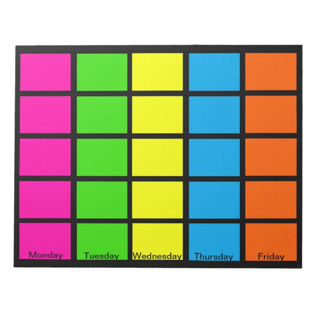 Bloco De Notas Notepads de Calendário Codificado por Cores com 5  (Frente)