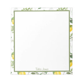 Bloco De Notas Notepads de limão e flores personalizados