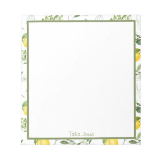Bloco De Notas Notepads de limão e flores personalizados