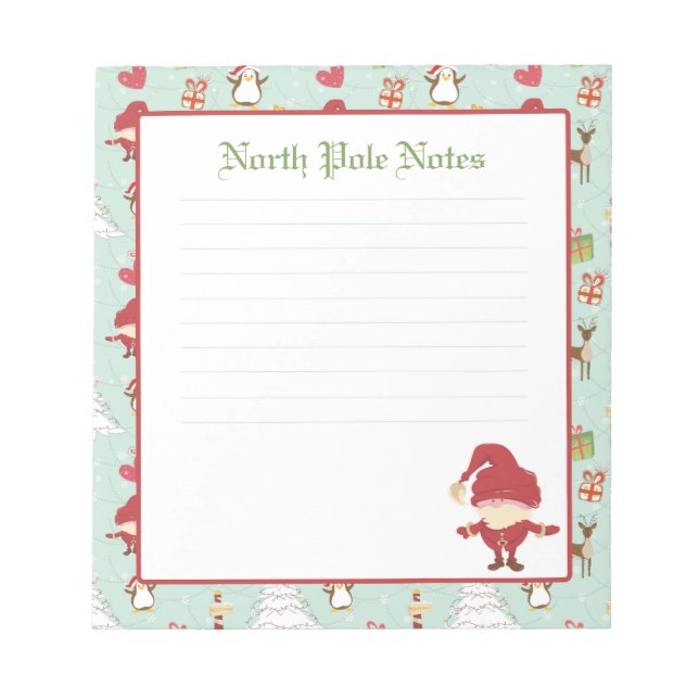 Bloco De Notas Notepads linhados do Papai Noel de Natal de Férias (Frente)