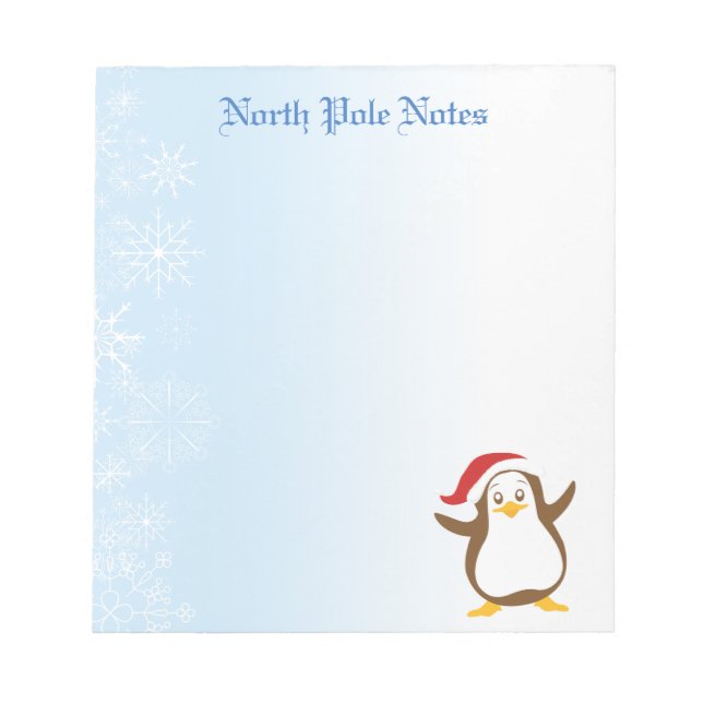 Bloco De Notas Notepads Penguin de Natal de Férias (Frente)
