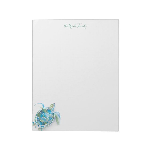Bloco De Notas Notepads Personalizados Tartaruga Marítima de Aqua (Invertido)
