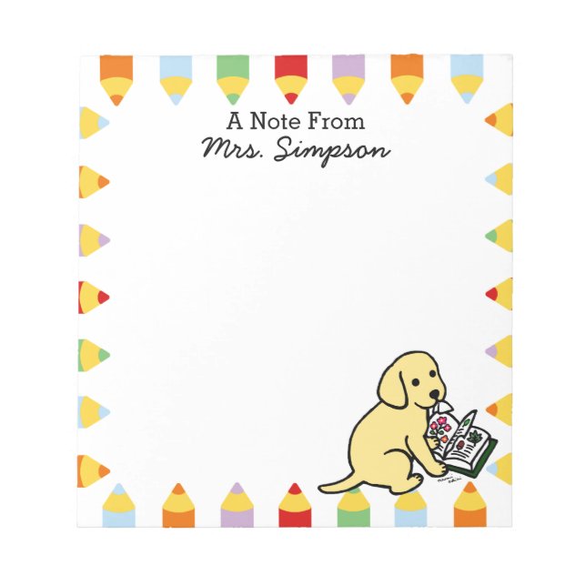 Bloco De Notas Notepads Yellow Labrador Personalizados (Frente)