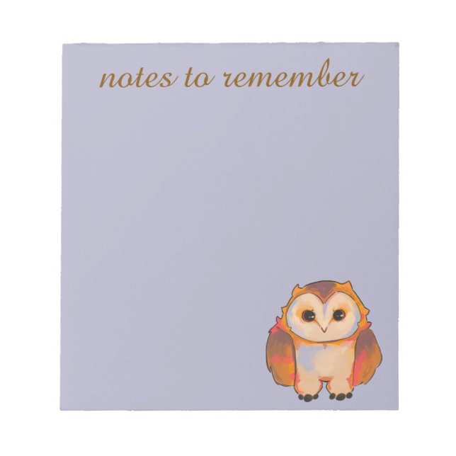 Bloco De Notas Notes to remember owl. (Frente)