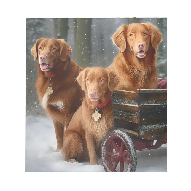 Bloco De Notas Nova Escócia Duck Toller Retriever Snowy Sleigh (Frente)