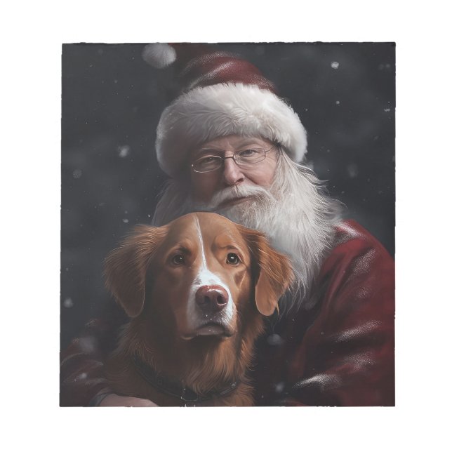 Bloco De Notas Nova Scotia Duck Tolling Retriever com Papai Noel  (Frente)