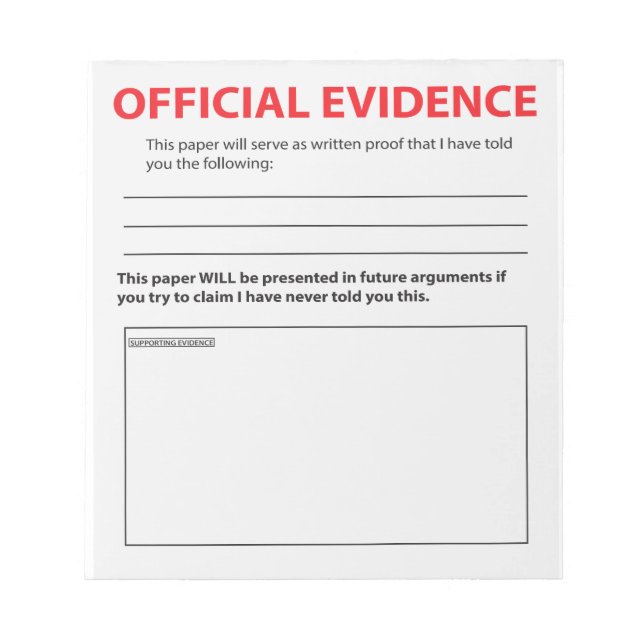 Bloco De Notas Novelty Evidence Oficial Notepad Funny 2 (Frente)