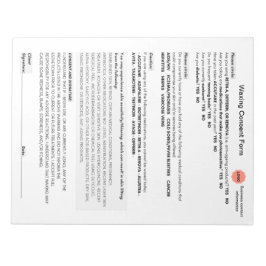 Bloco De Notas *Novo* Consentimento de cera de salão do Spa no bl