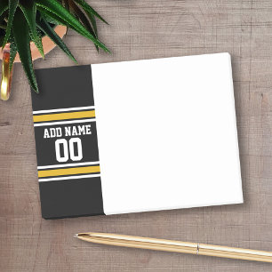 Bloco De Notas Número de Nome Personalizado de Futebol Dourado N