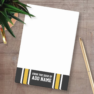 Bloco De Notas Número de Nome Personalizado de Futebol Dourado N