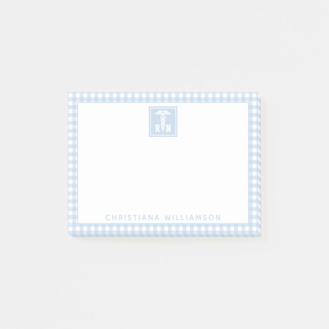 Bloco De Notas Nurse Registrada de Padrão de Xadrez Personalizado (Frente)