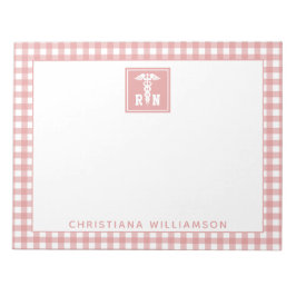 Bloco De Notas Nurse Registrada de Padrão de Xadrez Personalizado