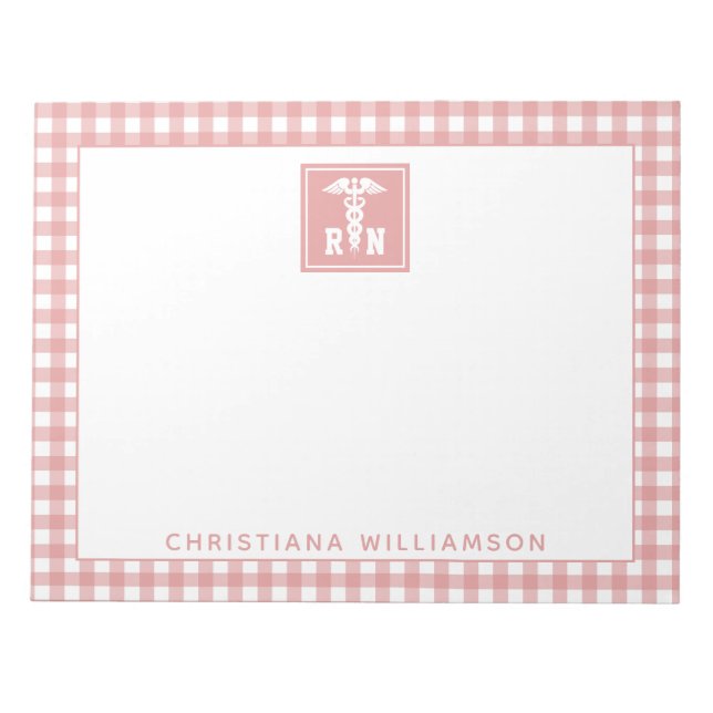 Bloco De Notas Nurse Registrada de Padrão de Xadrez Personalizado (Frente)