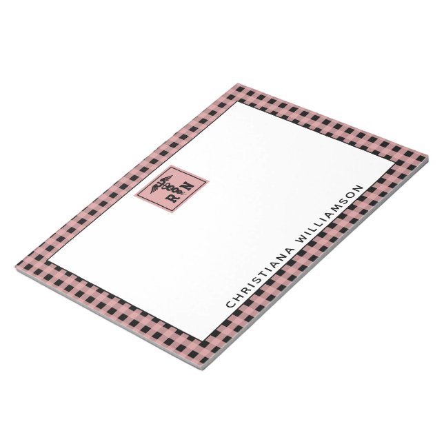 Bloco De Notas Nurse Registrada de Padrão de Xadrez Personalizado (Inclinado)