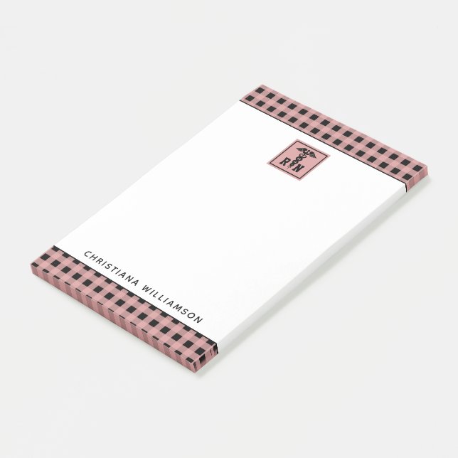 Bloco De Notas Nurse Registrada de Padrão de Xadrez Personalizado (Inclinado)