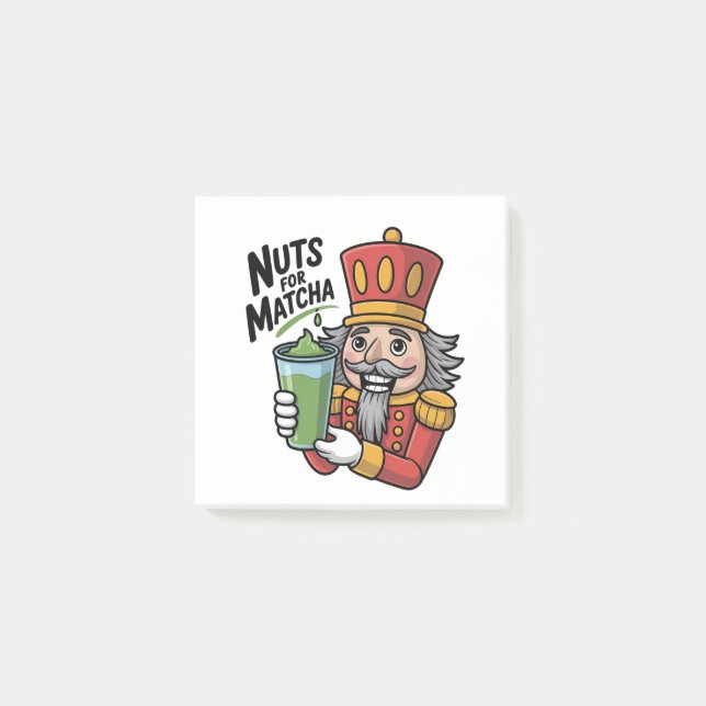 Bloco De Notas Nutcracker Segurando Matcha Latte Divertido Nozes  (Frente)