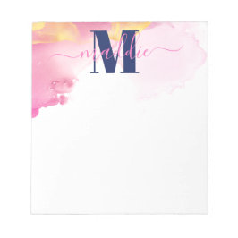 Bloco De Notas Nuvem de Tinta Azul e Rosa Moderna Personalizada