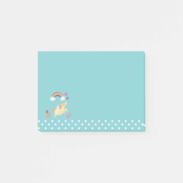 Bloco De Notas Nuvens e Flores do Unicórnio Arco-Íris (Frente)