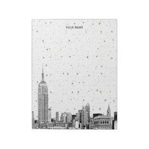 Bloco De Notas NYC Skyline 01 Etchd DIY BG Color Starry