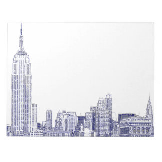 Bloco De Notas NYC Skyline Etch 01 Azul