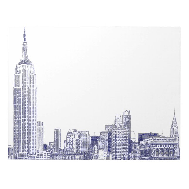 Bloco De Notas NYC Skyline Etch 01 Azul (Frente)