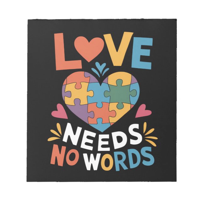 Bloco De Notas O Amor Não Precisa de Palavras Conscientização sob (Frente)