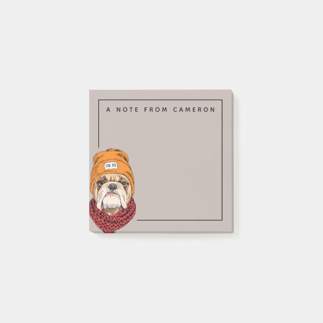 Bloco De Notas O buldogue legal | adiciona seu nome (Frente)