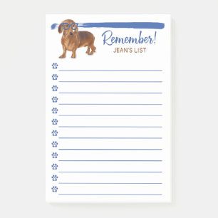 Bloco De Notas O cão pequeno do Dachshund recorda fazer a lista