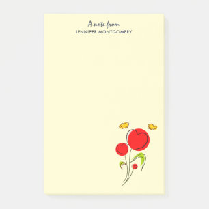 Bloco De Notas O coração vermelho bonito floresce a ilustraçã