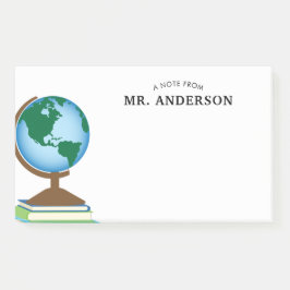 Bloco De Notas O globo do mundo na pilha de livros personalizou o