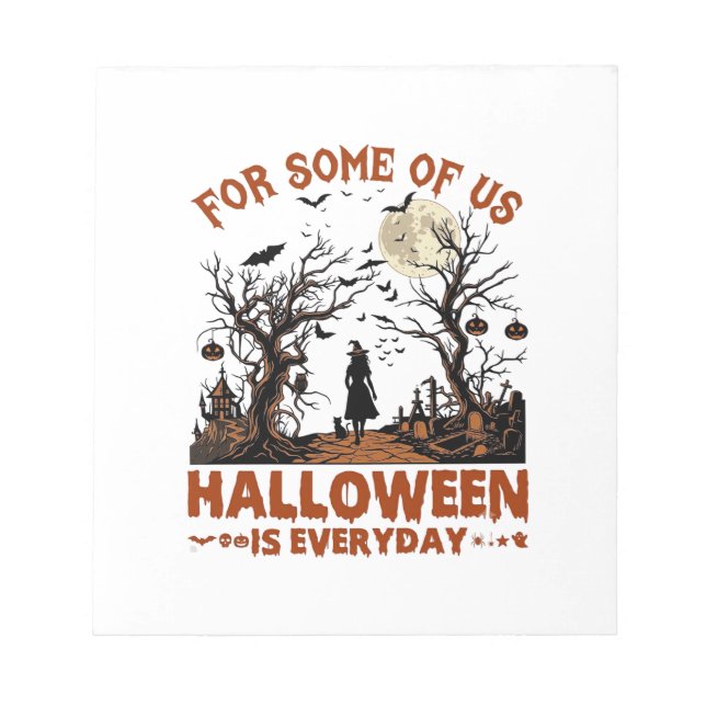 Bloco De Notas O Halloween é Todos os Dias Silhueta de Bruxa Lua  (Frente)